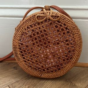 Anthropologie Rattan Circle Bag